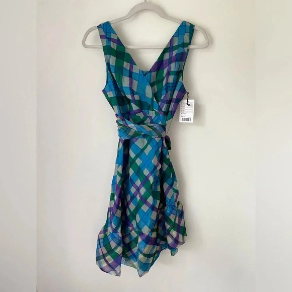 Anna Sui Dress Women 8 100% Silk Plaid Mini Ruffle NWT Anthropologie - Picture 1 of 10